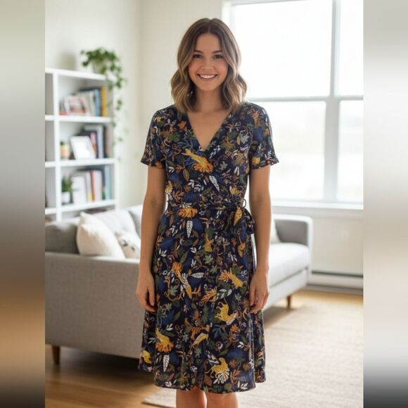 NWT J crew animal print wrap dress 6 - Picture 1 of 9